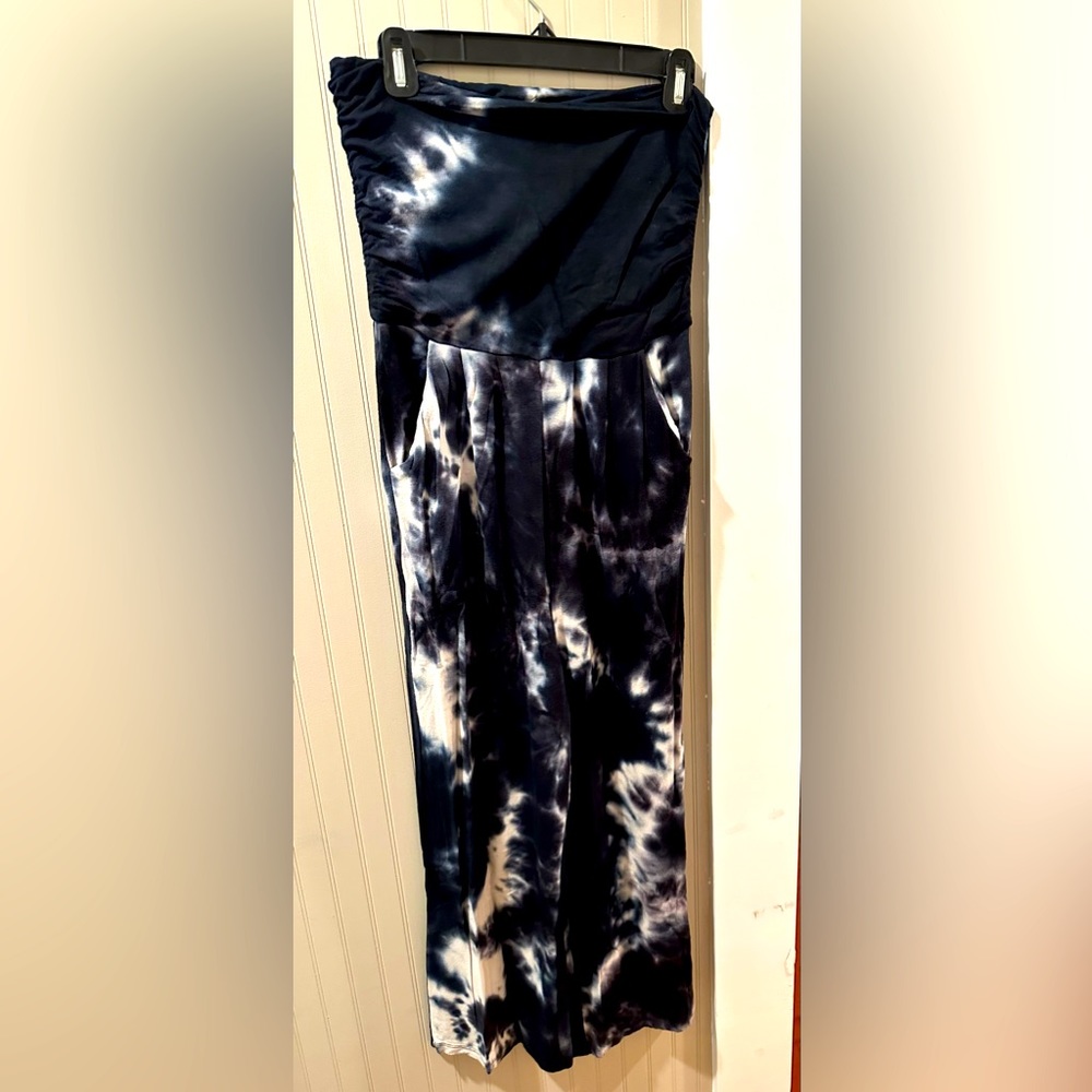 Strapless tie dye jumpsuit with pockets